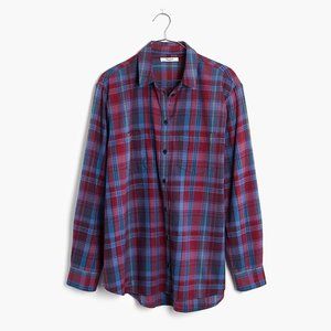Madewell Flannel Oversized Ex-Boyfriend Shirt in Brookside Plaid, size S